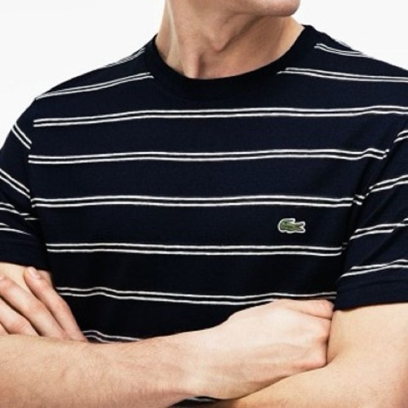 LACOSTE | Men’s Classic Fit Cotton Striped Crew Neck T- Shirt Top Size XL - Picture 2 of 13